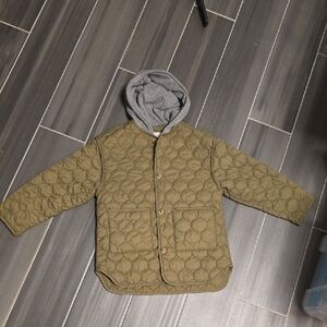 Zara Kids Disney Olive Puffer Light Jacket with Gray Hood 4-5 years